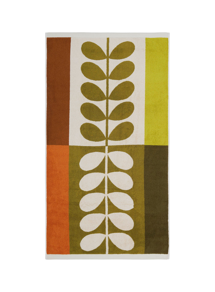 Orla Kiely Stem Check Hazel-Ochre 100% Cotton 580gsm Towels