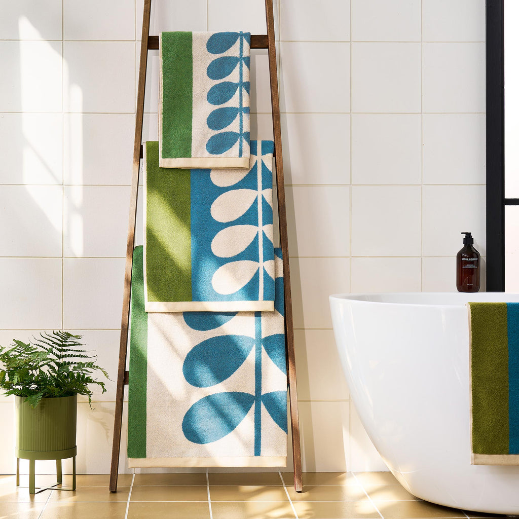 Orla Kiely Stem Check Willow 100% Cotton 580gsm Towels