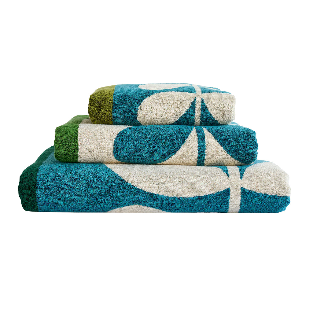 Orla Kiely Stem Check Willow 100% Cotton 580gsm Towels