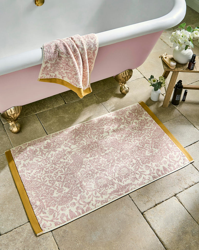 William Morris at Home Strawberry Thief Plaster Pink 100% Cotton 580gsm Towels