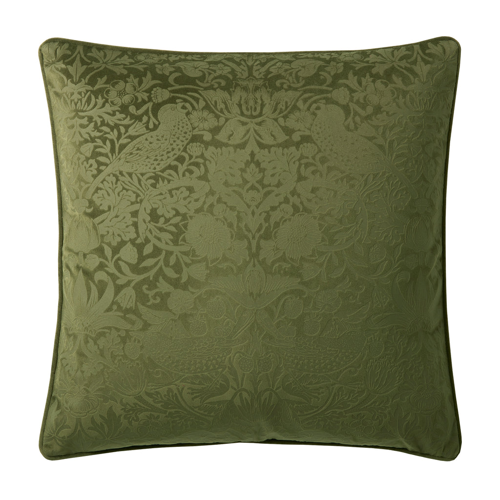 William Morris at Home Strawberry Thief Embossed Microfibre Filled Cushion