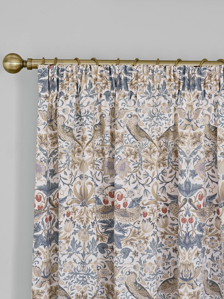 William Morris at Home Strawberry Thief Hessian Lined Eyelet Curtains