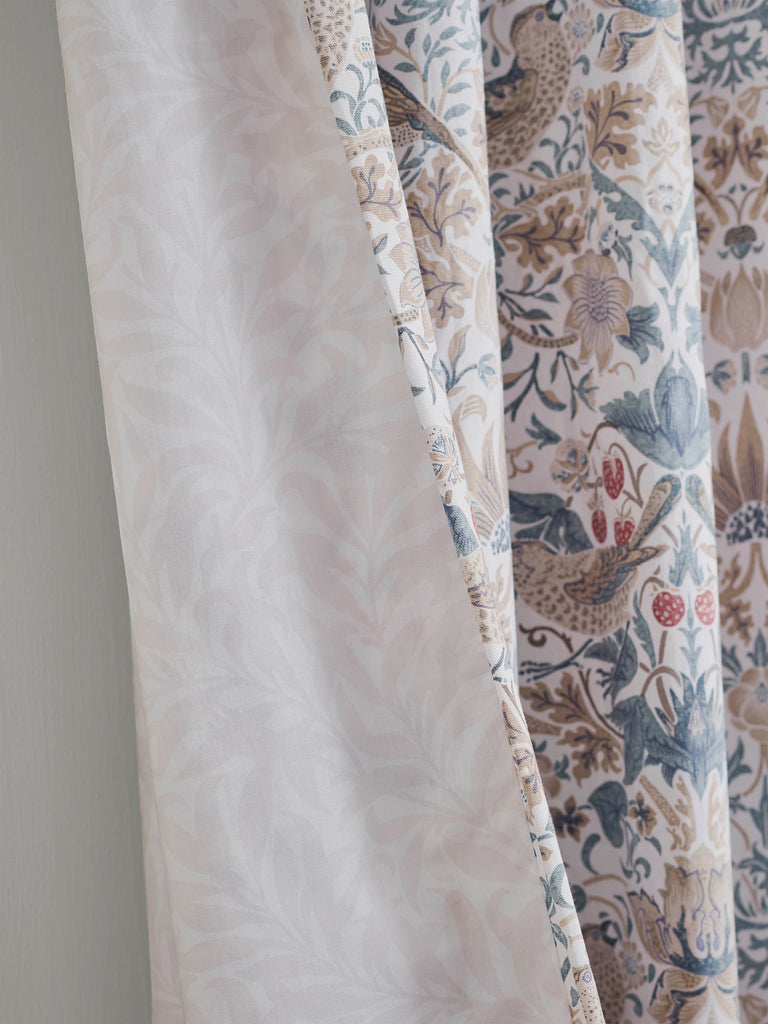 William Morris at Home Strawberry Thief Hessian Lined Eyelet Curtains