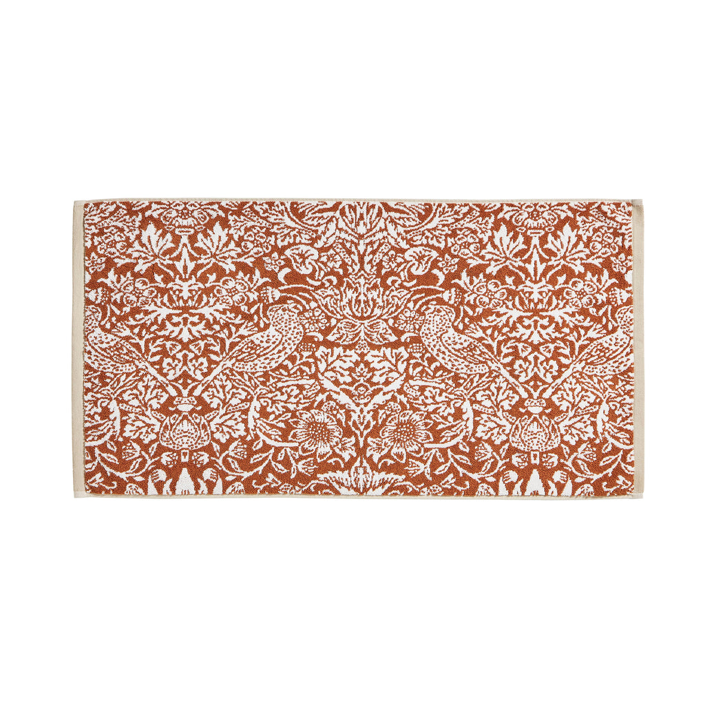 William Morris at Home Strawberry Thief Linen-Rust 100% Cotton 580gsm Towels