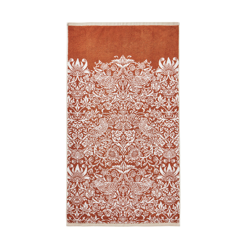William Morris at Home Strawberry Thief Linen-Rust 100% Cotton 580gsm Towels