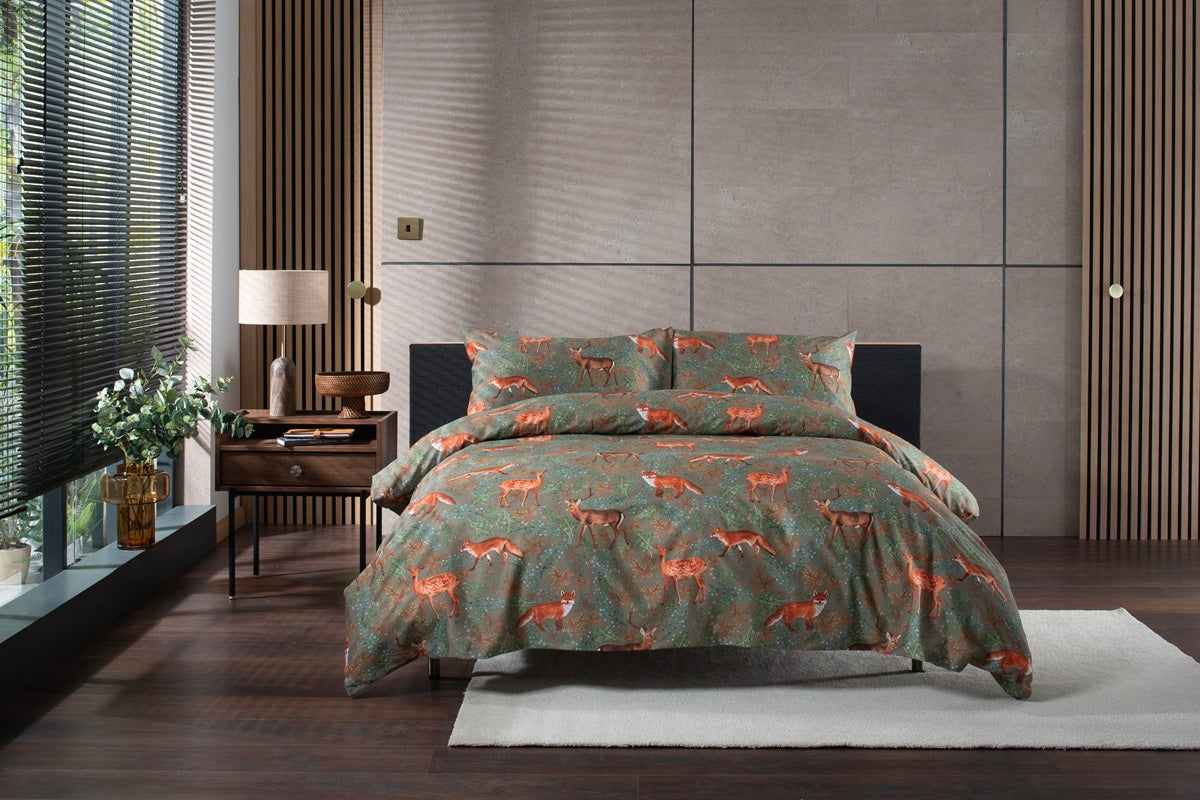 Studio 1846 Fox and Deer Sage Duvet Set