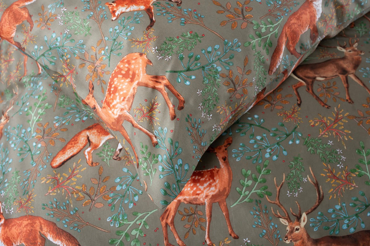 Studio 1846 Fox and Deer Sage Duvet Set