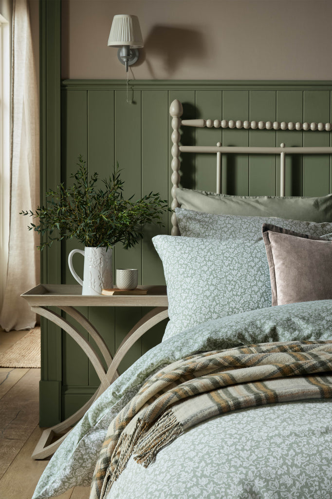Laura Ashley Sweet Alyssum Sage 100% Brushed Cotton Duvet Set