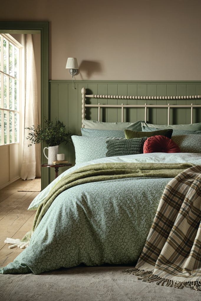 Laura Ashley Sweet Alyssum Sage 100% Brushed Cotton Duvet Set
