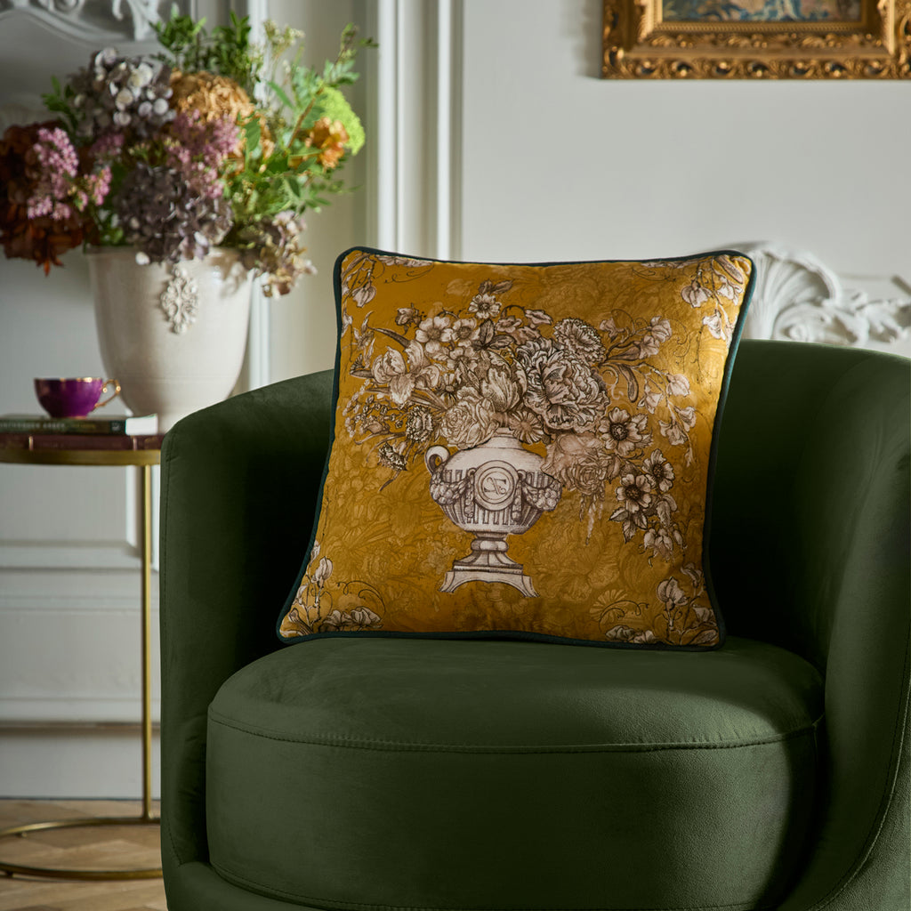 Laurence Llewelyn Bowen Tuscan Holiday Ochre 43cm x 43cm Polyester Filled Cushion