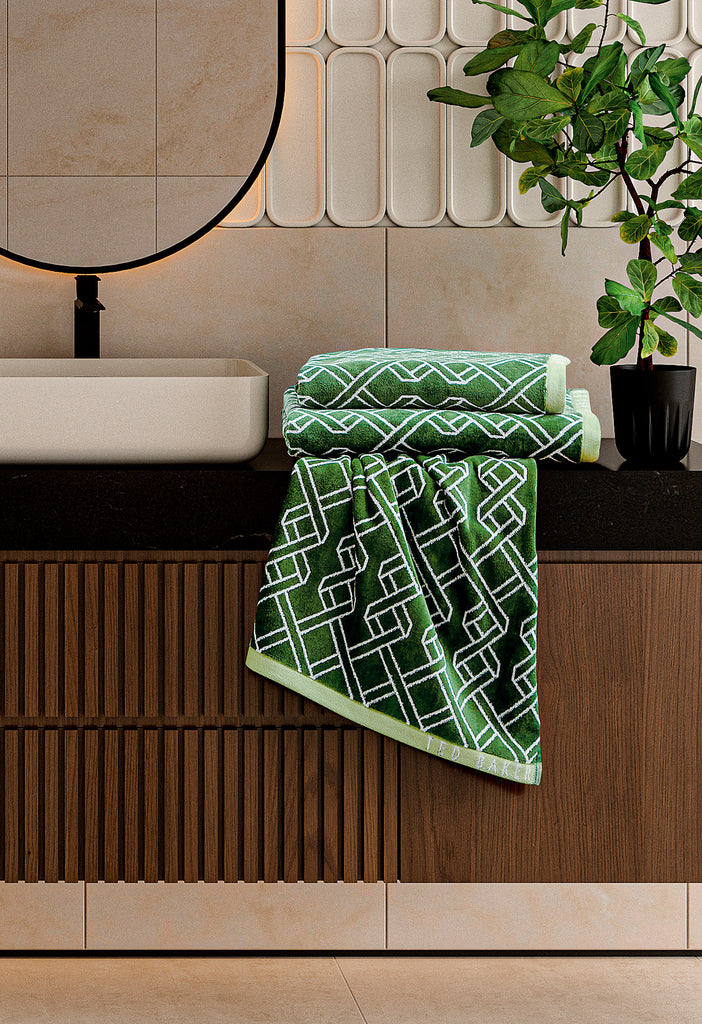 Ted Baker Ribbon Stripe Green 100% Cotton 550gsm Towels