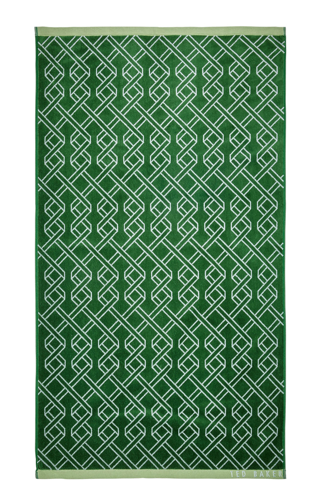 Ted Baker Ribbon Stripe Green 100% Cotton 550gsm Towels