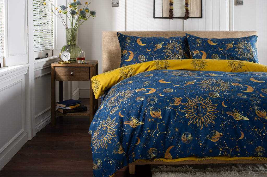 The Lyndon Company Sun Moon Stars 100% Brushed Cotton Duvet Set
