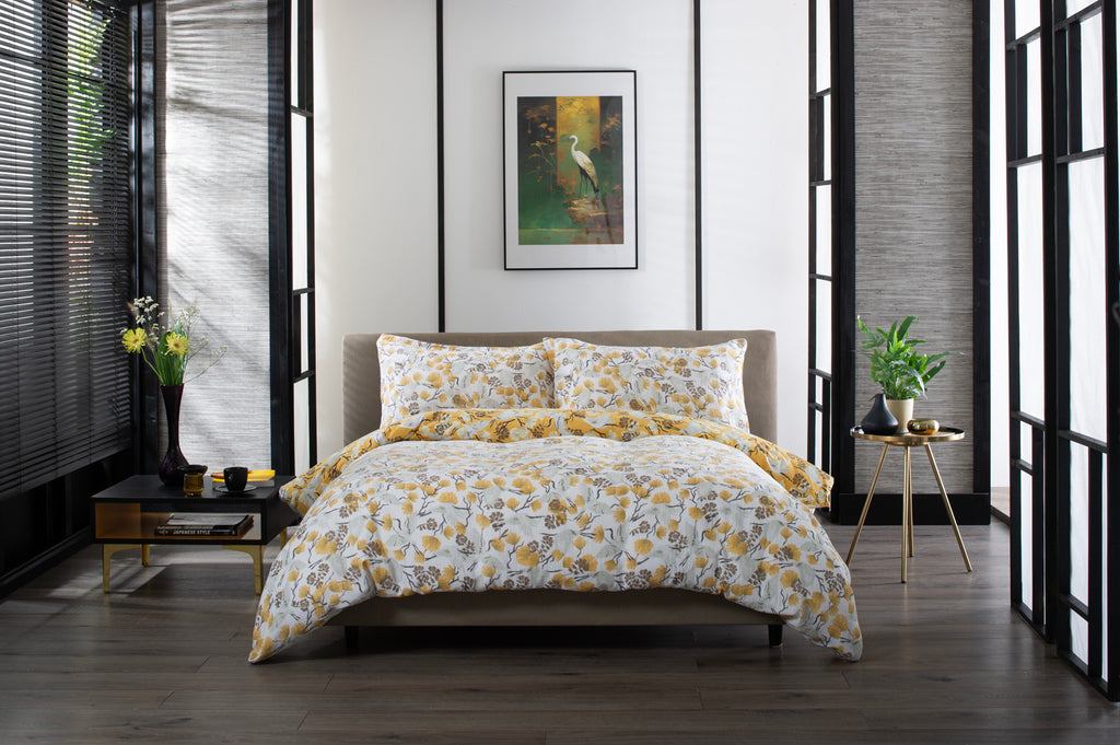 The Lyndon Company Tanchozuru Yellow Duvet Set
