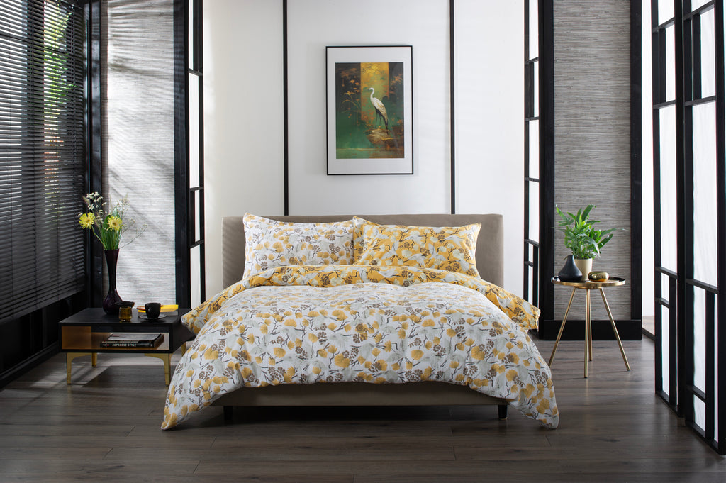 The Lyndon Company Tanchozuru Yellow Duvet Set