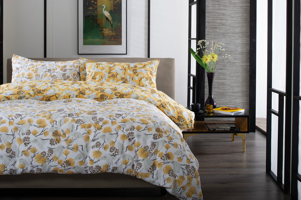The Lyndon Company Tanchozuru Yellow Duvet Set