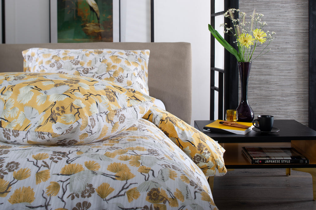 The Lyndon Company Tanchozuru Yellow Duvet Set