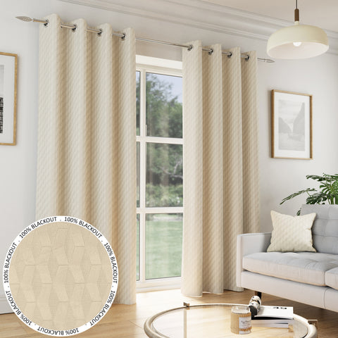 Tyrone Tokyo Soft Velvet Embossed Eyelet Curtains