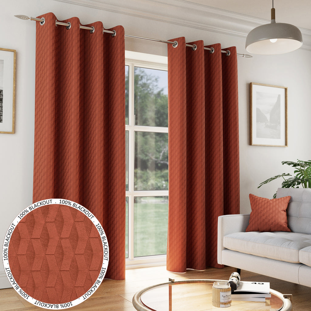 Tyrone Tokyo Soft Velvet Embossed Eyelet Curtains