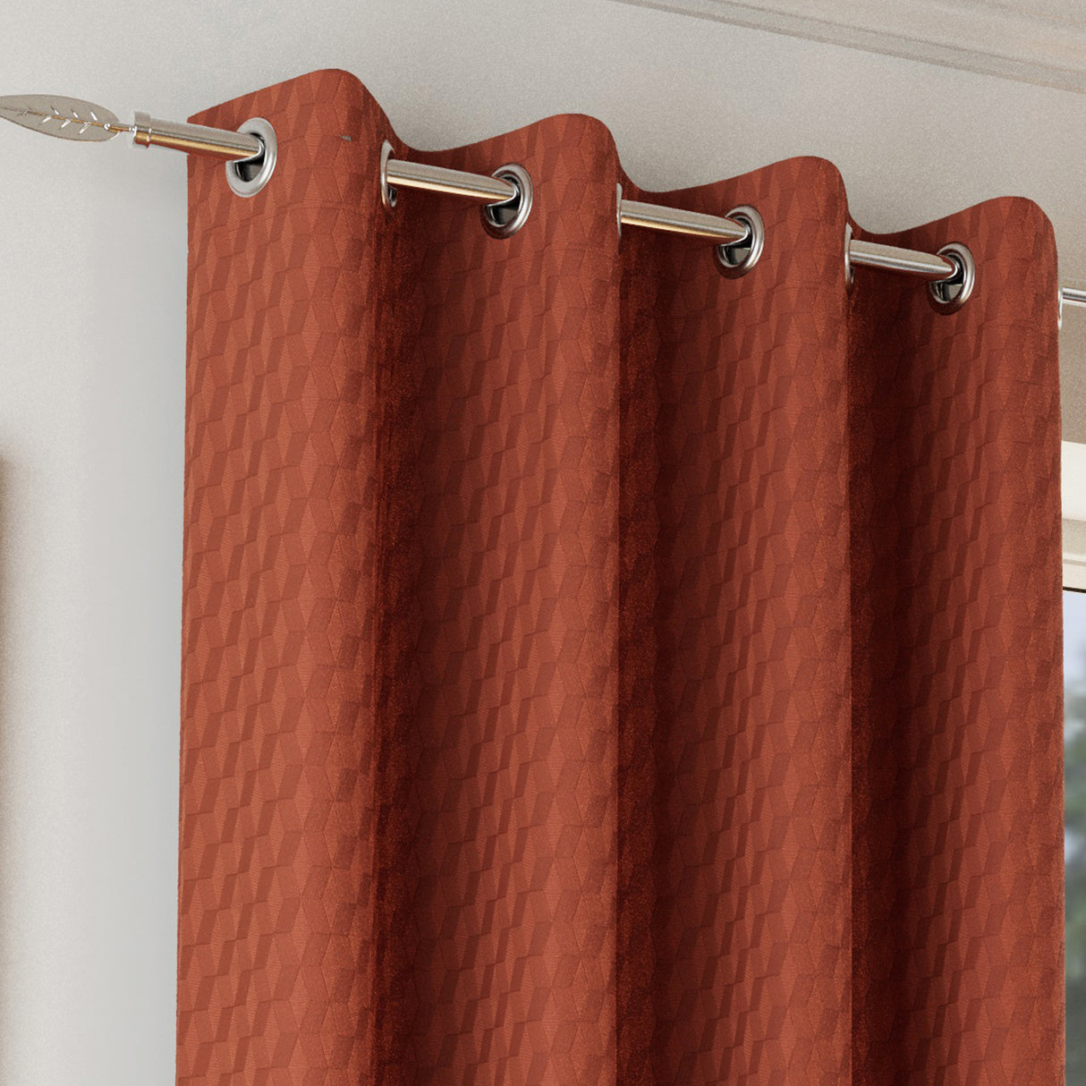 Tyrone Tokyo Soft Velvet Embossed Eyelet Curtains