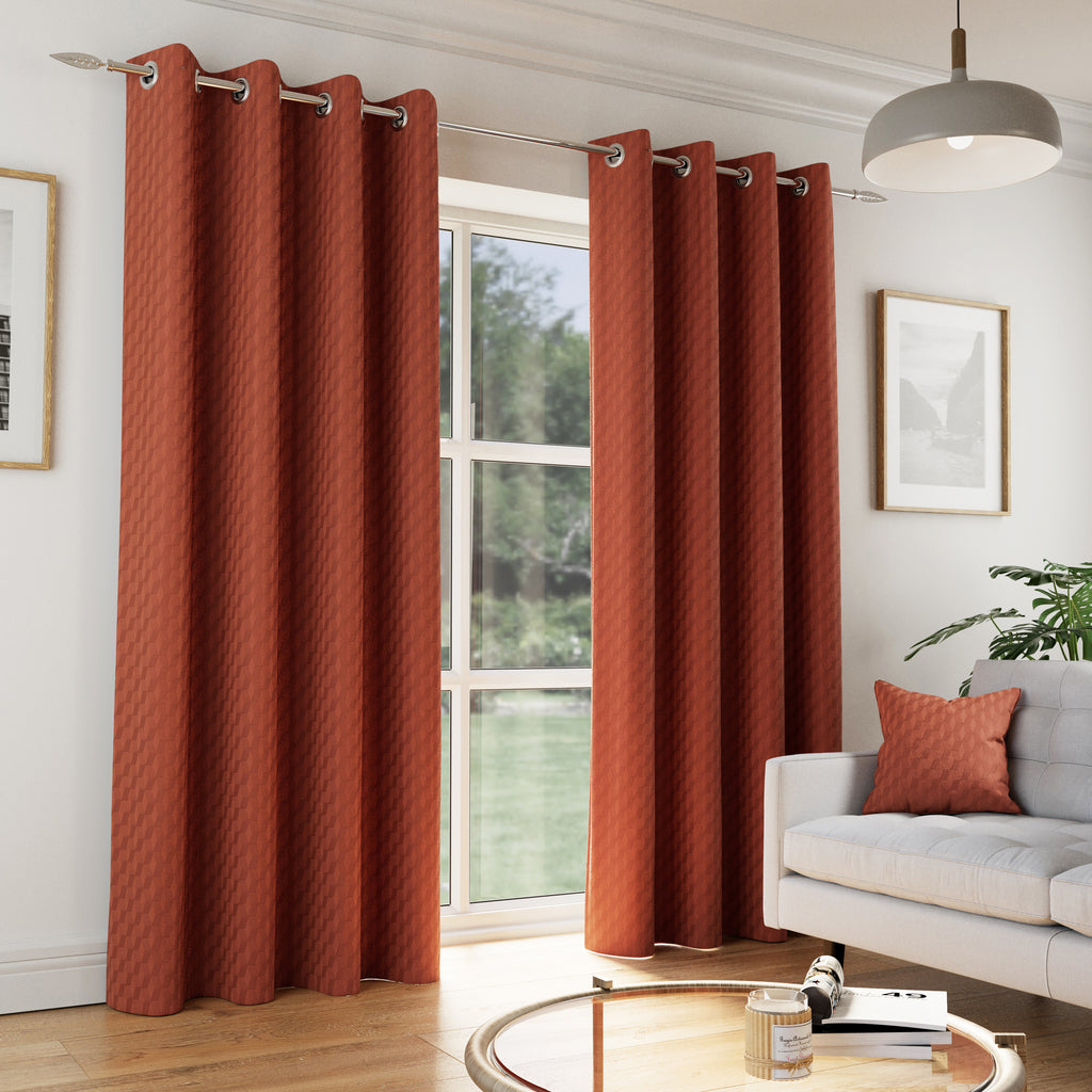 Tyrone Tokyo Soft Velvet Embossed Eyelet Curtains