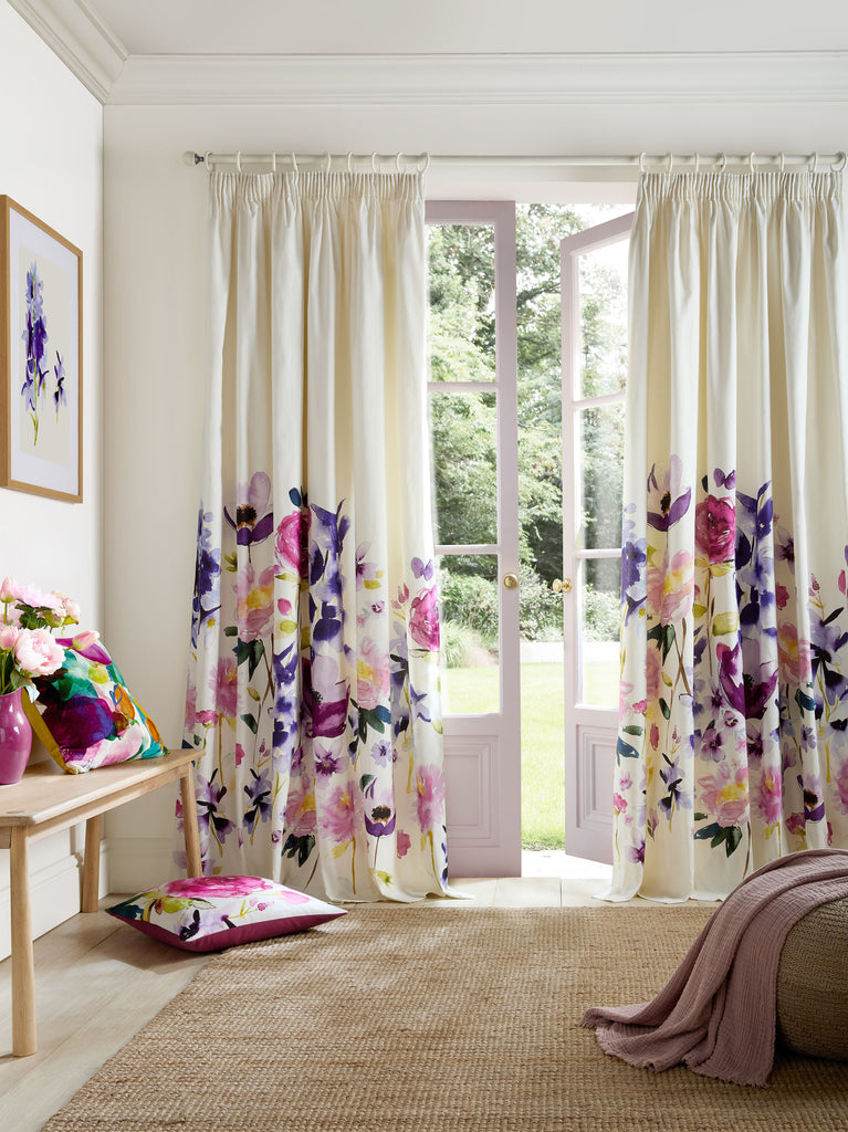 Bluebellgray Transay Fuchsia Lined Header Tape Curtains