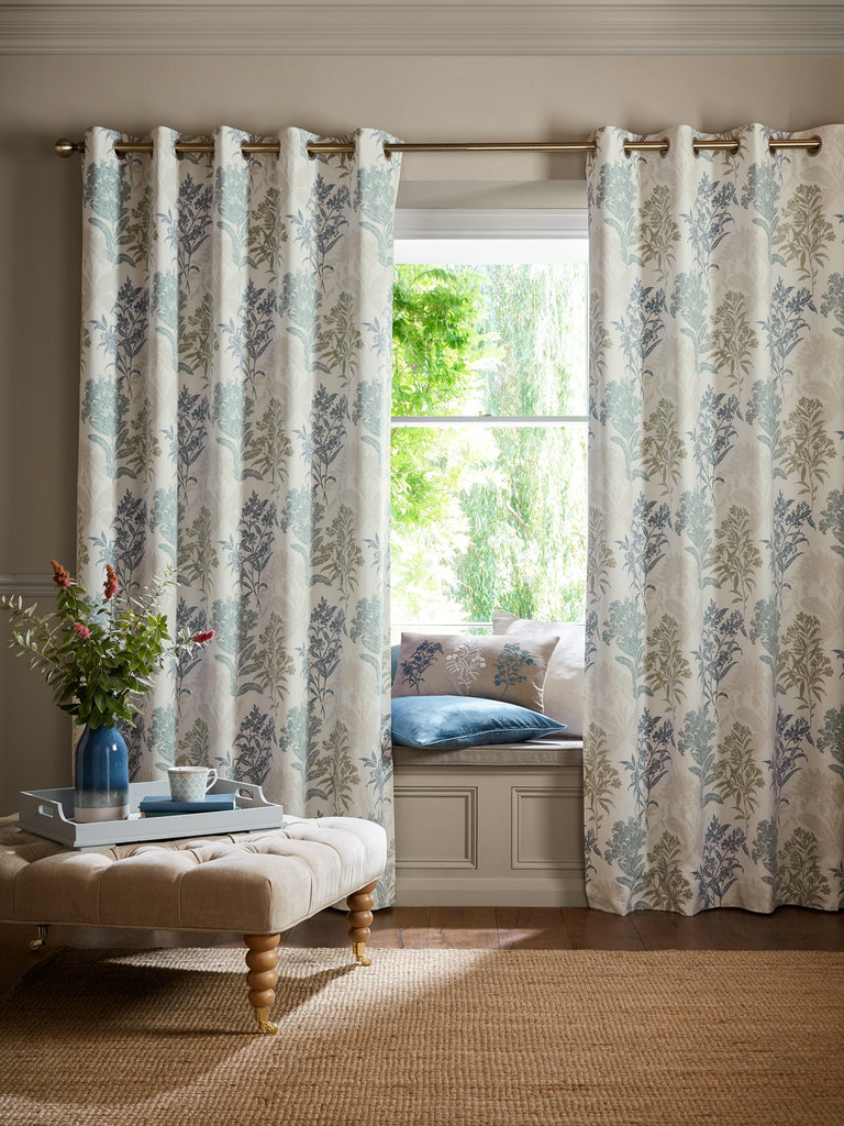 Laura Ashley Tenby Seaspray Blackout Lined Eyelet Curtains