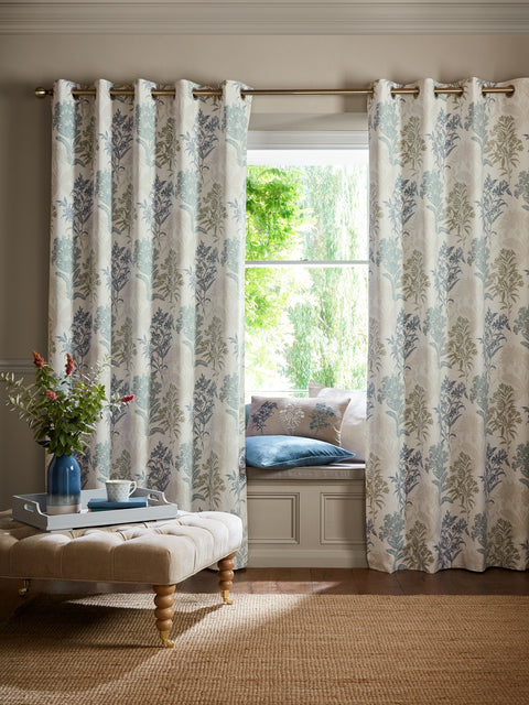 Laura Ashley Tenby Seaspray Blackout Lined Eyelet Curtains