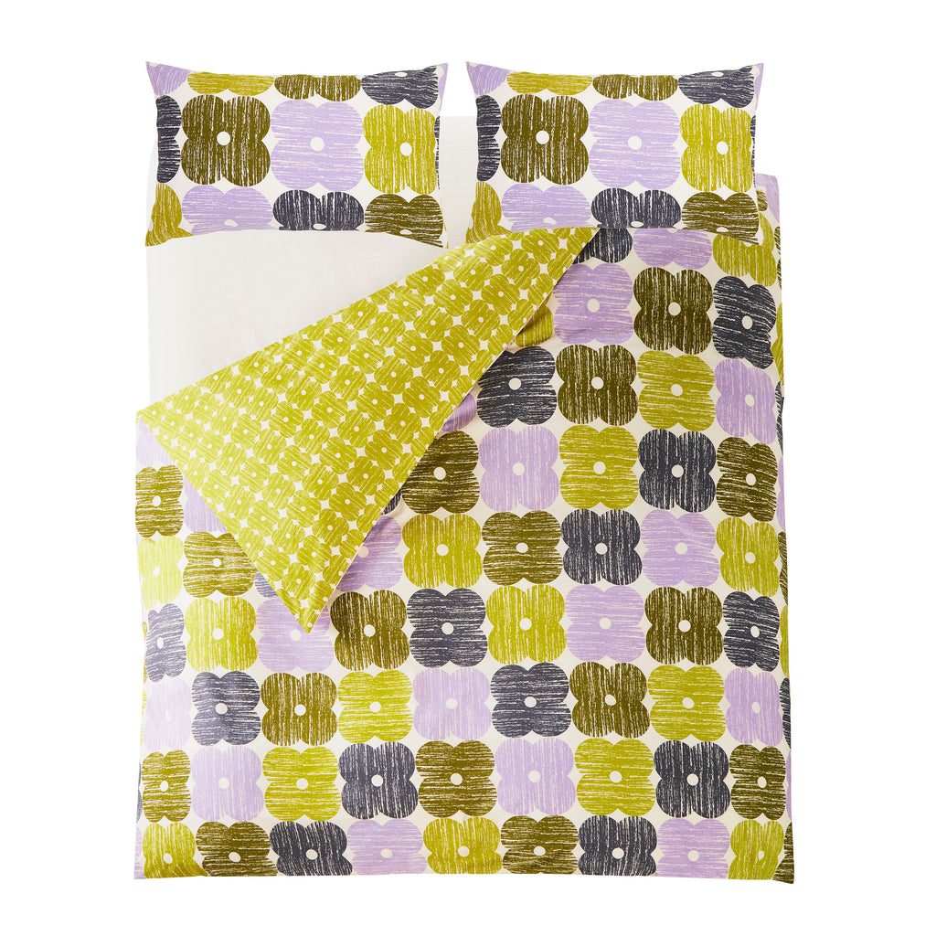 Orla Kiely Textured Flower Lilac-Moss Duvet Set
