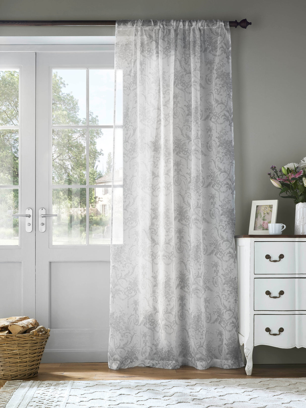 Laura Ashley Tuileries Dove Voile Slot Top Sheep Panel Curtain