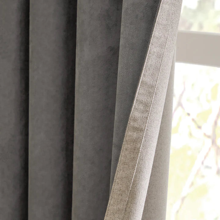 Furn Verso Reversible Suede-Look Blackout Lined Eyelet Curtains