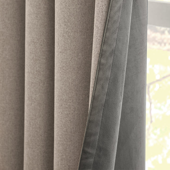 Furn Verso Reversible Suede-Look Blackout Lined Eyelet Curtains