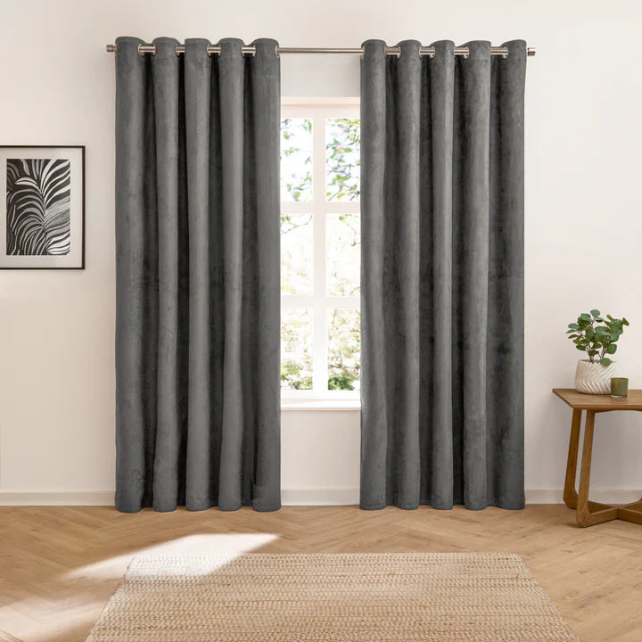 Furn Verso Reversible Suede-Look Blackout Lined Eyelet Curtains