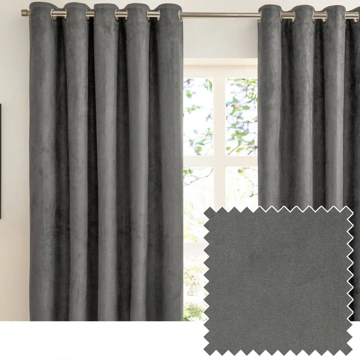 Furn Verso Reversible Suede-Look Blackout Lined Eyelet Curtains