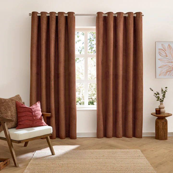 Furn Verso Reversible Suede-Look Blackout Lined Eyelet Curtains