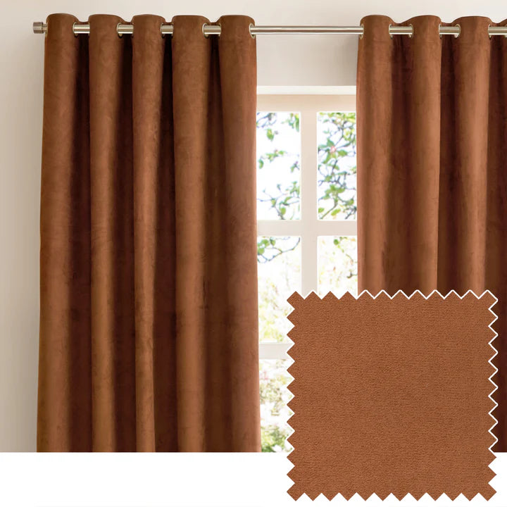 Furn Verso Reversible Suede-Look Blackout Lined Eyelet Curtains