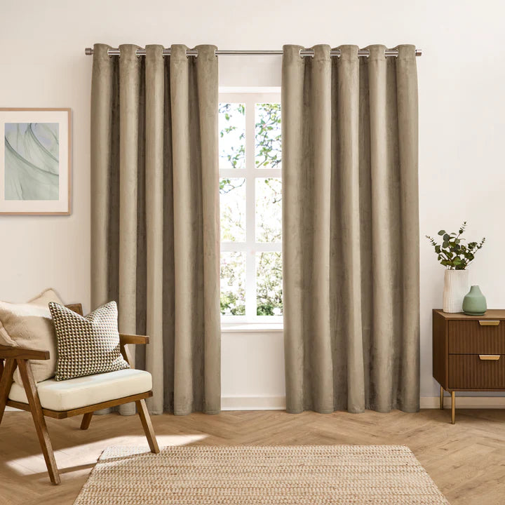 Furn Verso Reversible Suede-Look Blackout Lined Eyelet Curtains
