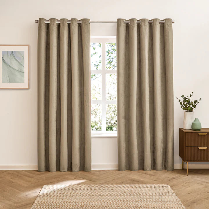 Furn Verso Reversible Suede-Look Blackout Lined Eyelet Curtains