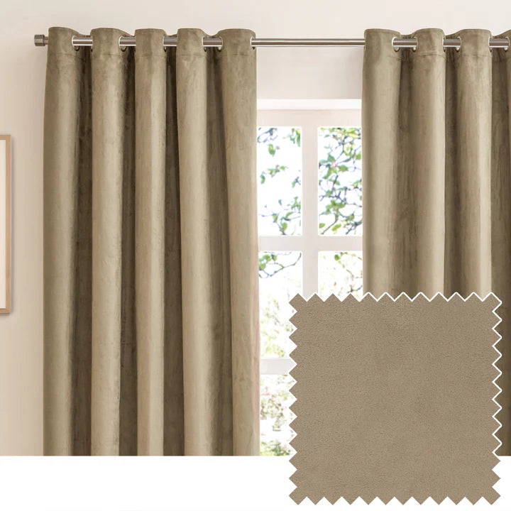 Furn Verso Reversible Suede-Look Blackout Lined Eyelet Curtains