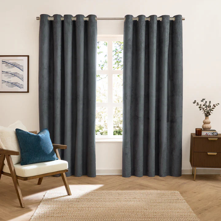 Furn Verso Reversible Suede-Look Blackout Lined Eyelet Curtains