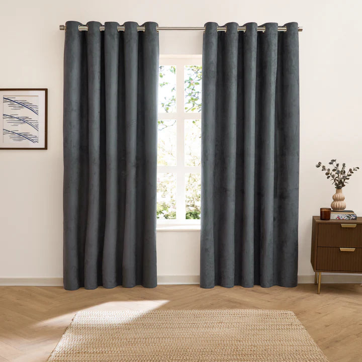 Furn Verso Reversible Suede-Look Blackout Lined Eyelet Curtains