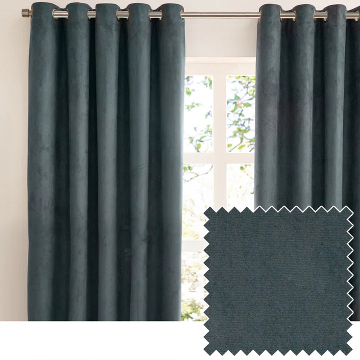 Furn Verso Reversible Suede-Look Blackout Lined Eyelet Curtains