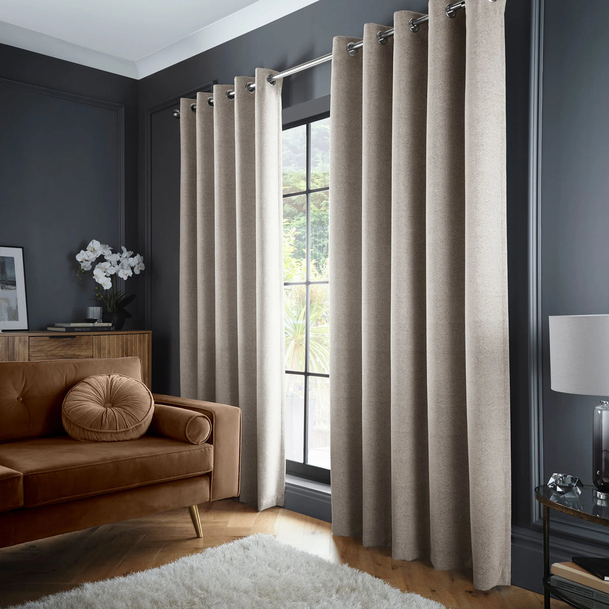 Curtina Velvet Chenille Dimout Eyelet Curtains
