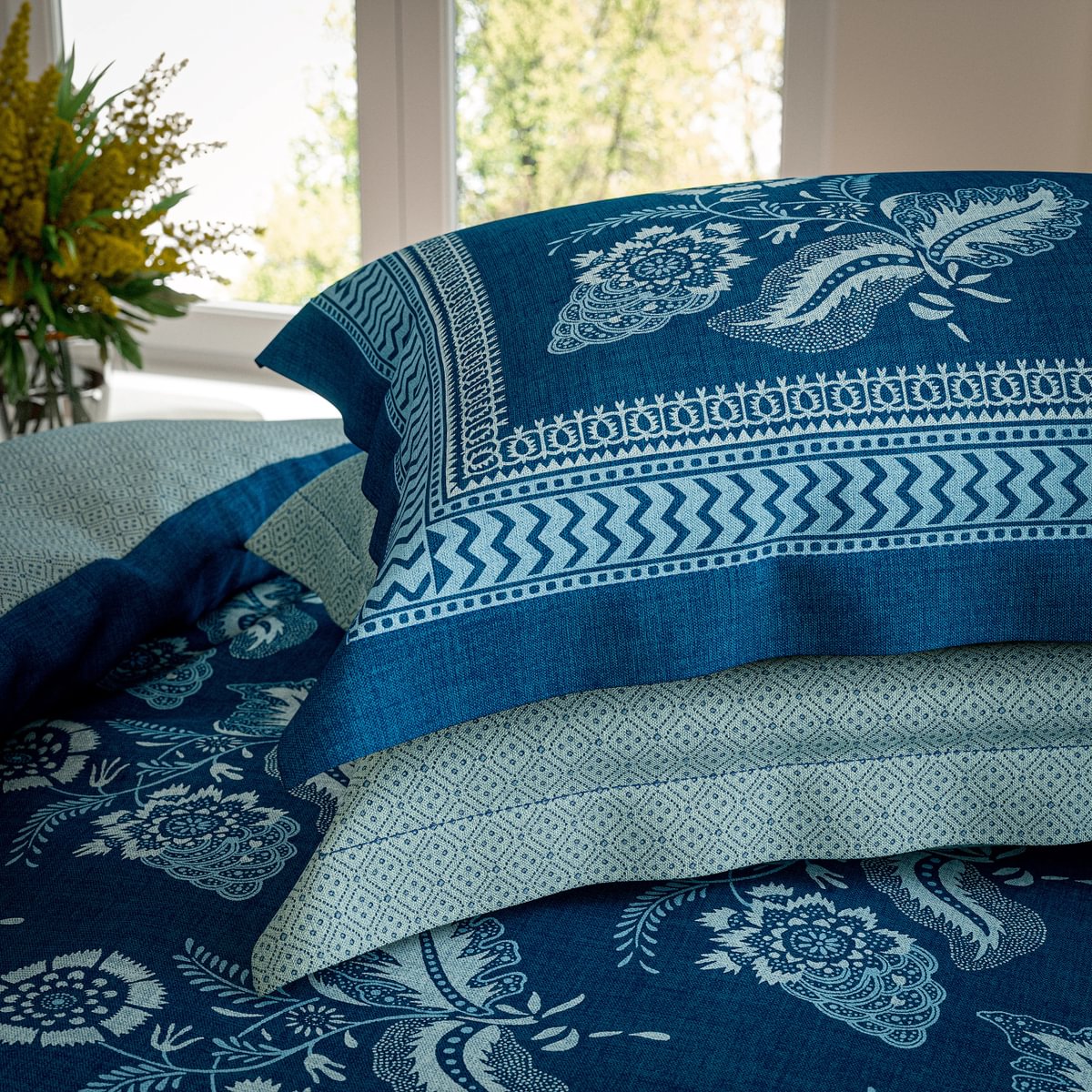 V & A Eastern Bloom Indigo Duvet Set