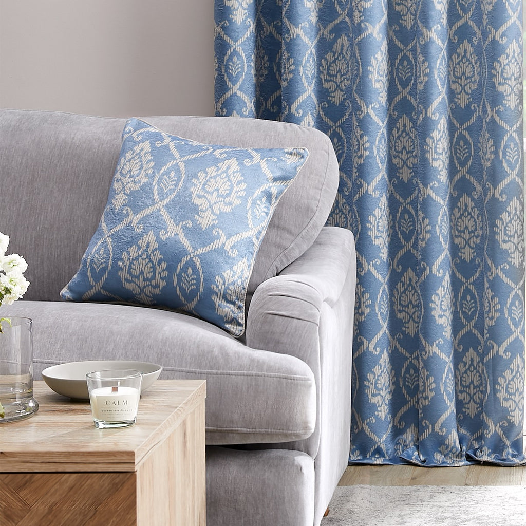 Dreams n Drapes Vivianna Blue Lined Eyelet Curtains