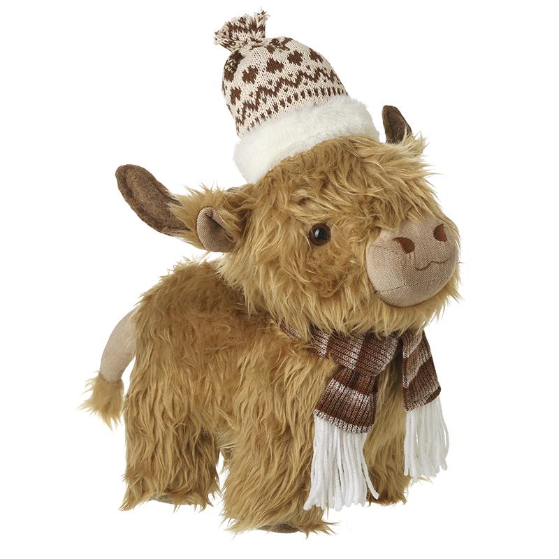 Heaven Sends XAD559 Highland Cow in Hat And Scarf