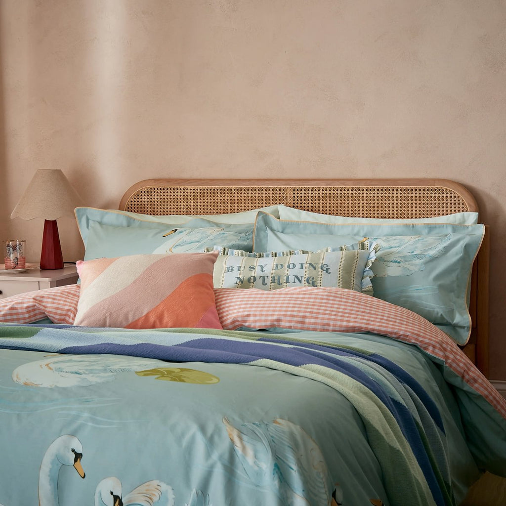 Yvonne Allen Sister Swans Aqua Duvet Set