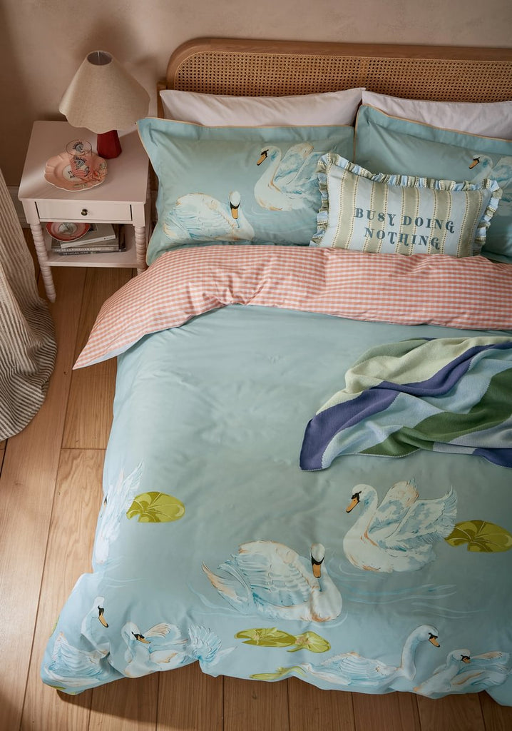 Yvonne Allen Sister Swans Aqua Duvet Set