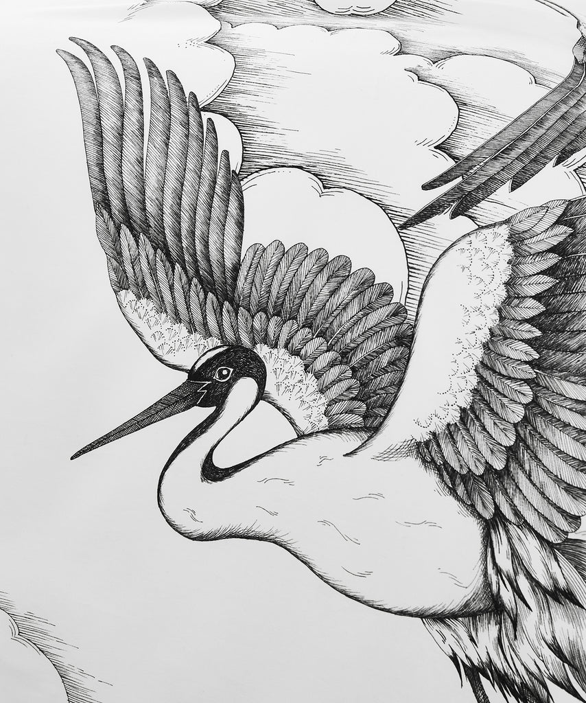 Joe Browns ZB194 Herons In Flight Mono White Reversible Duvet Set