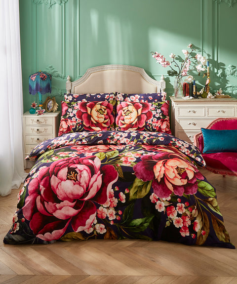 Joe Browns ZB195 Bold Blossom Navy Reversible Duvet Set